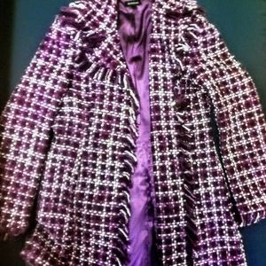 Bebe Wool Blend Fringed Coat